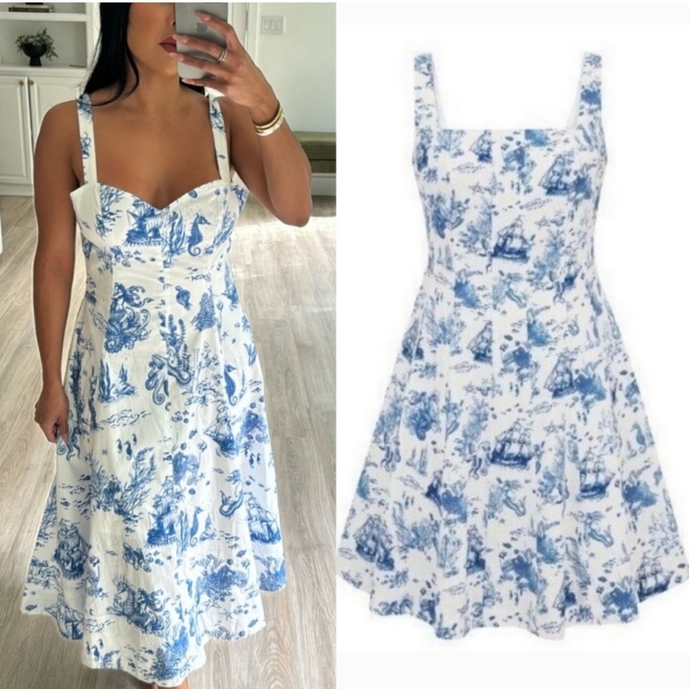 Avec Les Filles Nautical Toile Mermaid Midi Dress